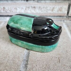 Scarab Egyptian Beetle keepsake Pottery box